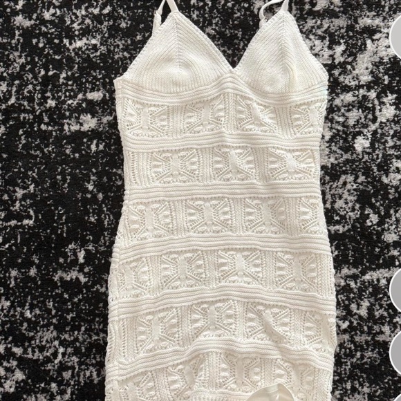 Olive & Oak Cream Crochet Spaghetti-Strap Mini Dress - Picture 3 of 3